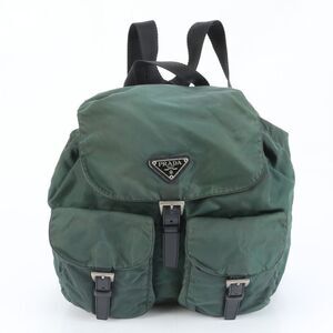 Prada Tessuto Nylon Triangle Logo Leather Backpack Sac Shoulder Bag Women's RUM